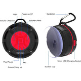 Portable Shower Speaker, IPX7 Waterproof Wireless Outdoor Speaker with HD Sound, 2 Suction Cups, Built-in Mic, Hands-Free Speakerphone for Bathroom, Pool, Beach, Hiking, Bicycle(Red)
