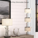 Pemberly Row 29.5" Birchwood Coastal Table Lamps, Whitewash Finish, Set of 2, Nature-Inspired Design with USB Port, Linen Shade, 3-Way Switch, Modern Rustic Lighting for Bedroom, Living Room, Office