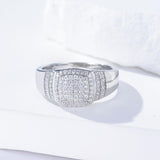 Oseew Custom Round Cut Moissanite Rings Wedding for men Hip Hop Iced Out Luxury Men's Moissanite Ring sterling silver/ 10k 14k 18k gold square frame(white gold)