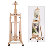 Heavy Duty Painting Easel Red Beech Wood Display Easel Stand Vertical & Horizontal Folding Sketch Easel H-Frame Artist Easel Oil Painting Easel Stand for Adults, Beginners, Artists