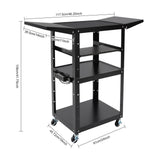 3-Tier Rolling AV Cart,Heavy Duty Mobile Work Station w/Lockable Wheels
