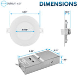 LUXRITE 4 Inch Canless Spotlight, LED Recessed Lighting, 5CCT 2700K-5000K, Dual Dimmable Ceiling Light, 650/800/1066 Lumens, CRI 90, 8W/10W/13W Selectable, IC Rated, Wet Rated, ETL Listed (12 Pack)