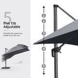 PURPLE LEAF Patio Umbrella 10' x 13' Built for Lasting Comfort Light Grey