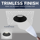 LUXRITE 1-Inch LED Trimless Recessed Spotlight with Black Reflector Trim Replacement 10W, 850LM, 2700K-5000K, 38° Beam Angle, Dimmable, Push-n-Lock, CRI90, Damp & IC Rated, ETL White + Black (4 Pack)