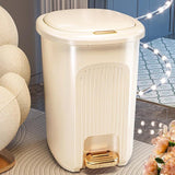 Garbage Can Hand Press Trash Bin for Kitchen Bedroom Office(White,Large)