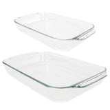 Pyrex Basics Clear Glass Oblong Baking Dish Set, 2-Piece Value Pack (3-Quart & 2-Quart) - Oven, Microwave and Dishwasher Safe, Perfect for Casseroles, Deserts, Food Preparations and so much More - Made in USA