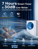 CENSTECH Windowless Portable Air Conditioners, 27" Bladeless Evaporative Air Cooler w/Dual Tanks for 24H Cooling, 4 Modes & 3 Speeds, 25FT Remote&Timer, 360° Swing Swamp Cooler Air Conditioner Indoor
