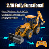 FANXMF RC Backhoe Wheel Loader 2.4G Fully Functional 1/20 Remote Control Excavator Bulldozer Back Hoe Truck Tractor Digger Heavy Duty Construction Vehicle Engineering Trucks