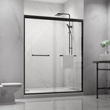 AMAPO 60-72 Inch Double Sliding Shower Door,Brushed Nickel Frame 6mm Tempered Glass,Black