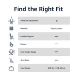 Faux Leather Office Desk Guest Chair with Metal Frame, Black, 27.4D x 23.6W x 35.8H in Amazon Basics