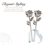 Forever Rose Two Real Roses Dipped in Platinum, Acrylic Heart Vase