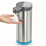 Automatic Foaming Soap Dispenser,Touchless Foam Soap Dispenser,12oz Rechargeabled Wall Mounted Smart for Bathroom and Kitchen Dish Soap,Easy for Toddlers（Brushed Silver）