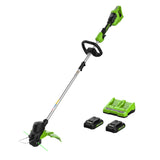 Greenworks 48V (2 x 24V) 15" Cordless String Trimmer, (2) 2.0Ah Batteries and Dual Port Charger Included