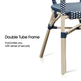 PURPLE LEAF French Wicker Bistro Chairs Set of 2, White Finish, Deep Blue