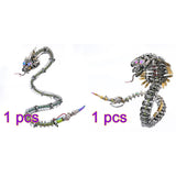 OBIOCKIDAY 3D Metal Puzzle for Adults, Steampunk Spiky Blue-Gree and Viper Cobra Snake Metal Model Kit, 1500+PCS Mechanical Snake Puzzle Kit Animal Assembly Model Gift, KIT Version