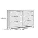 Storkcraft Kenton 6 Drawer Double Dresser (White) For Kids Bedroom, Nursery Dresser Organizer, Chest Of Drawers For Bedroom, Universal Design For Children’s Bedroom