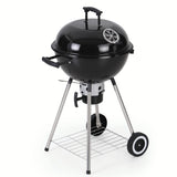 MFSTUDIO 18" Kettle Charcoal Grill, Portable Porcelain-Enameled BBQ Grill with Slide Out Ash Catcher for Outdoor Barbecue Cooking, Black
