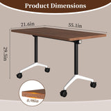 10-Pack Modular Folding Conference Table with Wheels, 55.1" Flip Top Mobile Training Table