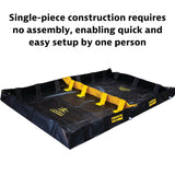 Justrite 2 Zone Decontamination Berm, 6' x 10' with a 299 Gallon Spill Capacity, PVC Coated Fabric for Spill Containment and Quick Decontamination, Made in The USA, Black, 28570