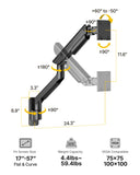 monTEK Monitor Wall Mount for 17-57" Ultrawide, 59.4 lbs, Black