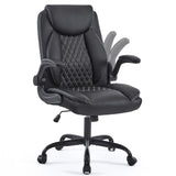 Home Office Desk Chair, Back Support Swivel Executive Office Chair with Wheels and Flip-Up Armrests