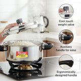 Prestige Deluxe Alpha Svachh Stainless Steel Pressure Cooker with Alpha Base and Deep Lid for Spillage Control, (3 Liter)