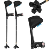 Forearm Crutches for Adults, Folding Crutches for Walking, Have Adjustable Forearm Crutch Pads, with Four Corner Base Prevent Slipping , Suitable for Old People, Lame People (Black)