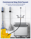 [CA avail] Sepaitek Commercial Mop Sink Faucet 8" Center, Heavy-Duty Wall Mount Utility Faucet with Vacuum Breaker 3/4" Hose Thread, Industrial Outdoor Laundry Slop Hot and Cold Hose Bib, Brass Casted