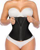 YIANNA Waist Trainer for Women Latex Underbust Tummy Control Waist Cincher Corset Hourglass Body Shaper Zipper and Hooks,YA2231-Black-M