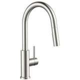 FORIOUS Kitchen Faucets with Pull Down Sprayer, Brushed Nickel Classic Single Handle Stainless Steel High Arc Faucet for Kitchen Sink, 1 Hole with Deck Plate Sink Faucet for Bar RV Farmhouse Laundry