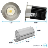 LUXRITE 4 Inch Recessed Light, Regressed Canless LED Spotlight, 5CCT 2700K-5000K, CRI90, 22W, 1700 Lumens High Output, 60º Wide Flood, Round Brushed Nickel Trim, Dual Dimmable, IC & Wet Rated (4 Pack)