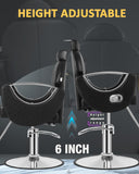 MIMWOW Salon Chair, Reclining Salon Chair for Hair Stylist, Barber Chair with Heavy Duty Hydraulic Pump, Hair Chairs Tattoo Braiding Beauty Spa Equipment, Cool Silver Black