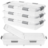 Ehahat 4 PCS*49 Qt Wheeled Latching Under Bed Storage, Double Opening Lids Stackable Bin with Latch Lid, Plastic Container to Organize Shoes Underbed, Clear with White Lid(White)