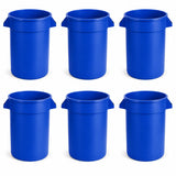 Getzi 6 Pack 20 Gallon Blue Round Commercial Trash Can, Heavy-Duty