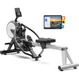 pooboo Rowing Machines for Home, Dual Wind & Magnetic Resistance, Foldable Row Machine 400 LB Weight Capacity, 14 Levels Resistance Quiet Rowers for at Home Exercise, App Supported