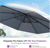 PURPLE LEAF Cantilever Umbrella 10 Feet Round 360° Rotation Light Grey