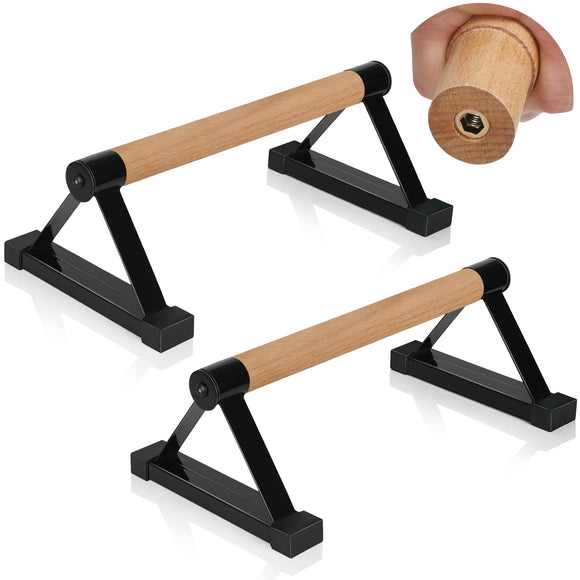 Wood push up bars Parallettes bars Anti-slip Handstand Bars for Calisthenics, Fitness, Floor workouts Solid Wood with Sturdy Metal Bracket, Support 500 lbs airogym
