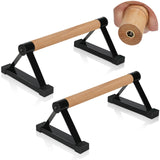 Wood push up bars Parallettes bars Anti-slip Handstand Bars for Calisthenics, Fitness, Floor workouts Solid Wood with Sturdy Metal Bracket, Support 500 lbs airogym