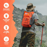 Maelstrom Hydration Hiking Backpack with 2L/3L Water Bladder, Water Running Backpack Men Women Lightweight Insulation for Hiking, Cycling, Running, Climbing, Camping (2.Orange, 2L Bladder)
