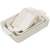Kook Ceramic Bakeware Set, Rectangular Baking Dishes, For Casseroles, Lasagna, Cake, Small, Medium & Large Pans, Microwave & Dishwasher Safe, Set of 3, (Ivory)