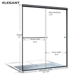 ELEGANT Semi-Frameless Sliding Shower Door 60 in. W x 72 in. H, Bathroom Sliding Door with 1/4'' Clear Glass, Black Hardware Double Sliding Glass Shower Enclosure