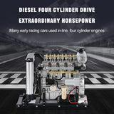 Mini Four Cylinder Engine Kit That Runs, DM115 1/10 DIY Full Metal Mini OHV Inline Diesel Engine with Cooling Function (300+PCS)