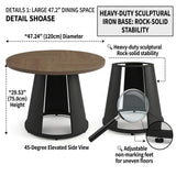 HIPIHOM 47.2” Round Dining Table Set for 4 Modern Wood Table with 4 Upholstered Leather Chairs, Metal Pedestal Base, Space-Saving Kitchen & Dining Furniture for Small Apartments and Compact Spaces