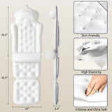 Full Body Bath Pillow for Tub, Thick Bathtub Cushion Mat with Neck, Back & Lumbar Support - Luxury Spa Bathroom Accessories, White