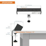 Tecmojo Desk Clamp Power Strip 6 ft, Fit 1.6" Tabletop Edge(SKU# 13150111)