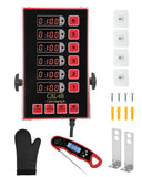 Commercial Kitchen Timer for Cooking, 6 Channel Timer Restaurant Kitchen Supplies, Heavy-Duty Timer - Stainless Steel | Digital LED Technology | Reminder Function | Loud Alarm