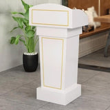 Office Podium Stand Curved Lectern for Churches Portable Pulpit Desk Floor-Standing Hostess Stand Wooden Reception Podiums