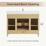 DELUXE LIVING 48 Inch Bathroom Vanity with Sink, Quartz Top, Light Oak
