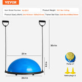 VEVOR 23-inch Half Exercise Ball Trainer, 660 lbs Capacity Balance Ball, Includes Resistance Bands and Pump, Ideal for Full Body Workouts, Yoga, and Strength Training at Home Gym, Blue