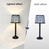 Blue Wood Base Table lamp,8x8x18 inch Country Style Desk lamp,Modern Pleated lampshade Suitable for bedrooms and Offices Pack of 2 (Bulbs Not Included)